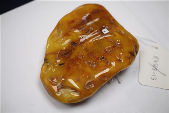 A free form piece of raw amber, gross weight, 167 grams, 11.4cm.